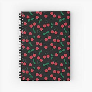 Cherry print on black Spiral Notebook