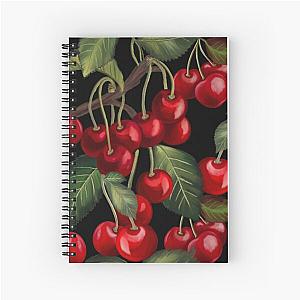 Cherry bouquet pattern black color Spiral Notebook