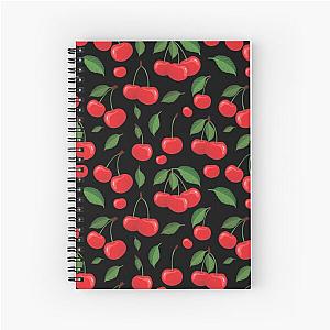 Black and Red Cherry Pattern Spiral Notebook