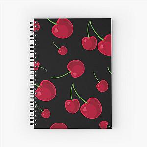 Cherries on black background Spiral Notebook