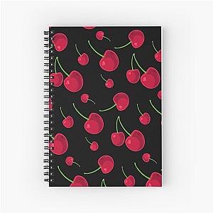 Cherry Pattern - Black Spiral Notebook