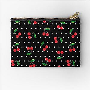 Red Cherries and Polka Dots Rockabilly Pattern Zipper Pouch