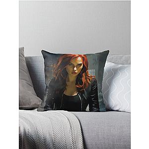 Black Widow painting Throw Pillow