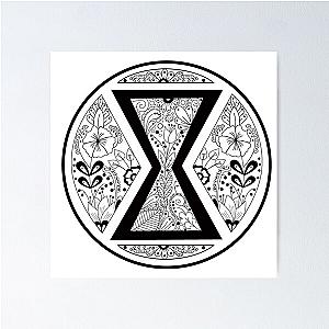 Black Widow Mandala Black and White Poster