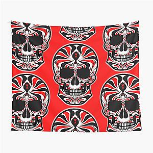 Tribal Skull Design - Black widow spider - Red, Black and White Sugar Skull. Tapestry