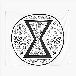 Black Widow Mandala Black and White Tapestry