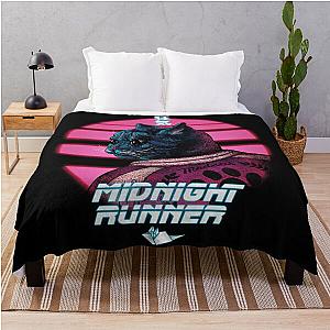 Midnight Runner Crepuscular Cat Zoomies Whimsical Blade Runner Parody Chasing the elusive dot Throw Blanket