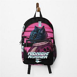 Midnight Runner 
Wee Hour Cat 
Crepuscular 
What Cats Do At Night 
Late Night Cat Zoomies 
Whimsical Blade Runner Parody 
Cat Backpack