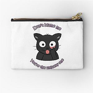 "Don't blame me, you're the unlucky one" Cute halloween black cat Zipper Pouch