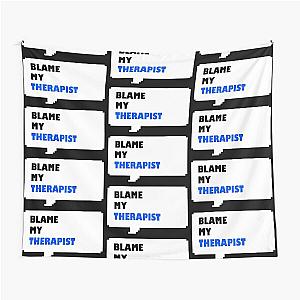 Blame my therapist funny retro arcade style speech bubble dark mode tapestry