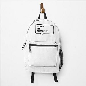 Blame my therapist in funny retro arcade style with black and white speech bubble backpack