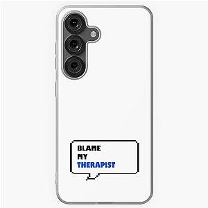 Blame my therapist funny retro arcade style Black Blue and White speech bubble Samsung Galaxy Soft Case