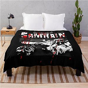 Samhain Band - Bloodstained Vintage Live Photo And Logo Initium Throw Blanket