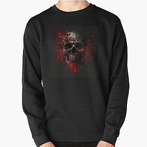 Macabre Skull Splendor, Bloodstained Skull Elegance Pullover Sweatshirt