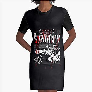 Samhain Band - Bloodstained Vintage Live Photo And Logo Initium Graphic T-Shirt Dress