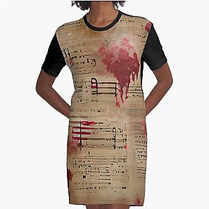 Bloodstained Sheet Music Graphic T-Shirt Dress