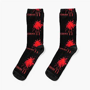 Forever Dead?-Red Creepy Halloween Bloodstained Socks