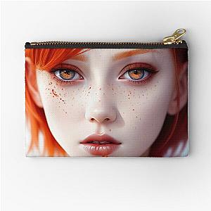 "Scarlet Fury: The Radiant Rebel with a Bloodstained Stare" Zipper Pouch