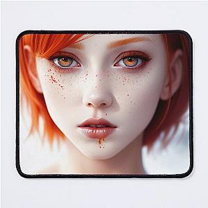 "Scarlet Fury: The Radiant Rebel with a Bloodstained Stare" Mouse Pad
