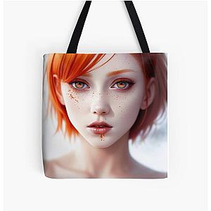 "Scarlet Fury: The Radiant Rebel with a Bloodstained Stare" All Over Print Tote Bag