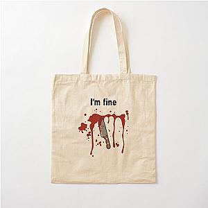 I'm Fine Bloodstained Blood Splatter Halloween Cotton Tote Bag