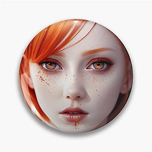 "Scarlet Fury: The Radiant Rebel with a Bloodstained Stare" Pin