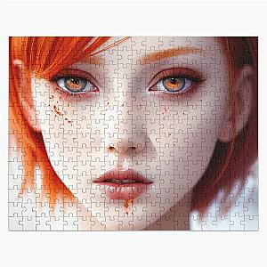 "Scarlet Fury: The Radiant Rebel with a Bloodstained Stare" Jigsaw Puzzle
