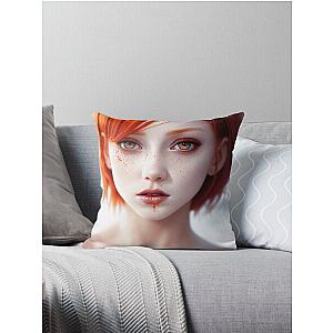 "Scarlet Fury: The Radiant Rebel with a Bloodstained Stare" Throw Pillow