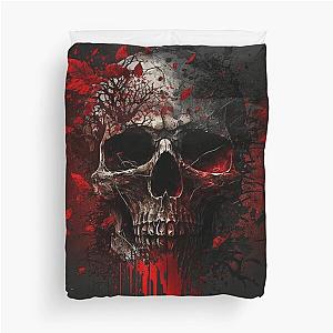 Macabre Skull Splendor, Bloodstained Skull Elegance Duvet Cover