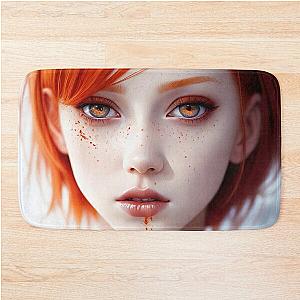 "Scarlet Fury: The Radiant Rebel with a Bloodstained Stare" Bath Mat