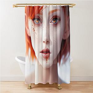 "Scarlet Fury: The Radiant Rebel with a Bloodstained Stare" Shower Curtain
