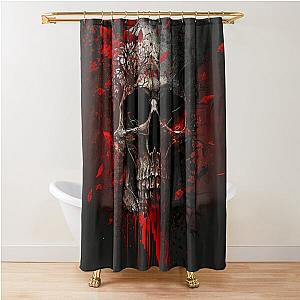 Macabre Skull Splendor, Bloodstained Skull Elegance Shower Curtain