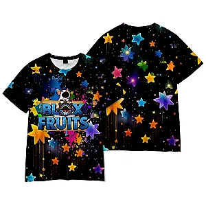 ROBLOX Game Anime Cartoon Blox Fruits Cool Short-sleeved Student 3D T-shirt