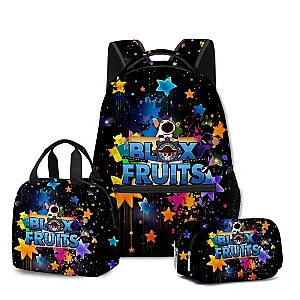 ROBLOX Game Blox Fruits Cartoon Print School Bag Backpack Lunch Bag Pencil Case Three-piece Set