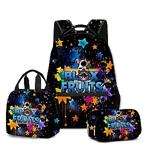 ROBLOX Game Blox Fruits Cartoon Print Primary and Secondary School Bag Backpack Lunch Bag Pencil Case Three-piece Set