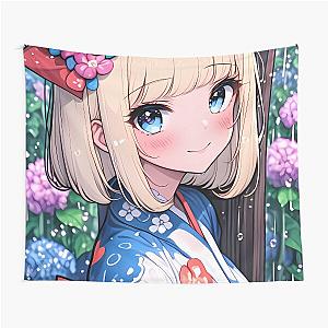 Shiemi Moriyama Blue Exorcist Anime Girl Yukata Flowers Summer Smile Tapestry