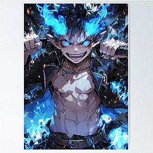 Rin Okumura Blue Exorcist Anime Demon Blue Flames Poster