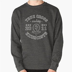 Blue Exorcist True Cross Baseball Logo White Pullover Sweatshirt