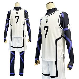 Blue Lock White Football Training Uniform Daily Wear Anime Cosplay Costume Wig