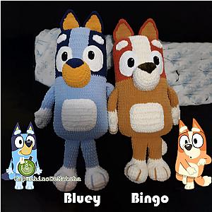 15CM Blue and Orange Blue-y  Bing-o Crochet Doll Australian Cattle Dog Plush ES1302