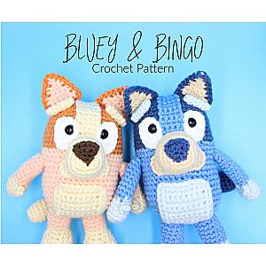 Bluey  Bingo Cartoon Dog Crochet Pattern Tutorial ES1302