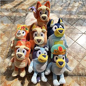 15-20cm Blue and Orange Bluey and Bingo Dog Wear Schoolbag Crown Gloves Plush