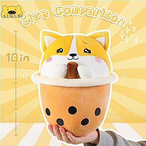 25cm brown Pink Boba Animal Cosplay Bubble Tea Cup Plush