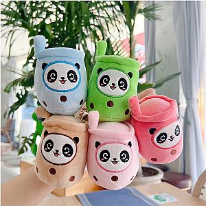 Colorful Boba Bubble Tea Cup Panda Cosplay Keychain