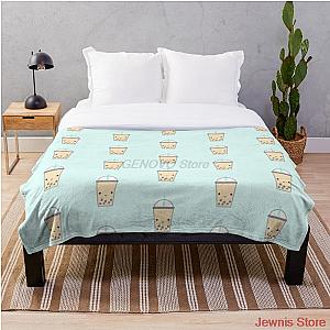 Boba Bubble Tea Blue Flannel Fleece Blankets