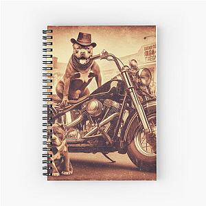 Wild dog Bob Dylan and classic motorcycle  Spiral Notebook