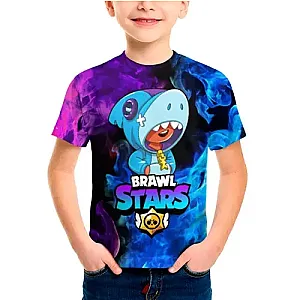 Brawl Stars Leon Shark 3D Game Children's T-shirts