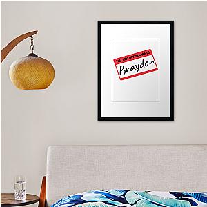 Braydon Price Merch Hello My Name Is Braydon Nametag Framed print Premium Merch Store