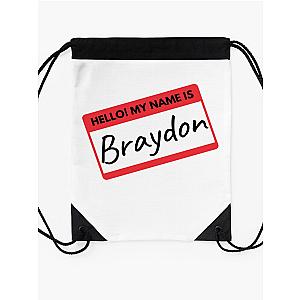 Braydon Price Merch Hello My Name Is Braydon Nametag Drawstring Bag Premium Merch Store