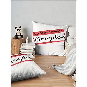 Braydon Price Merch Hello My Name Is Braydon Nametag Throw Pillow Premium Merch Store